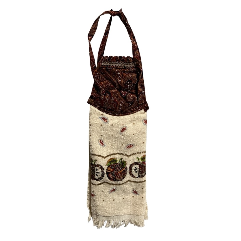 Vintage Cannon Paisley Print Apples Hanging Kitchen Hand Towel USA